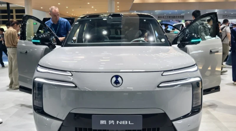 Denza N8L fast charging SUV front view at Beijing Auto Show