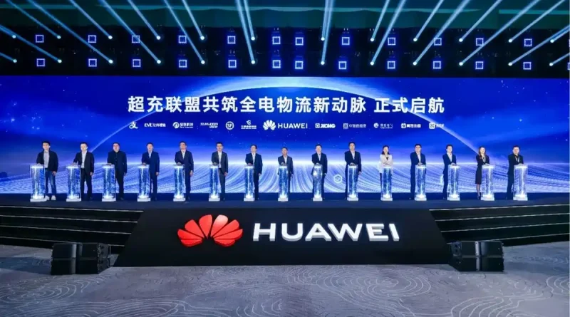 Electric heavy truck charging with Huawei megawatt system