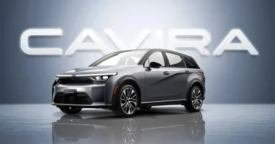 2026 Foxconn Cavira electric SUV front view with full-width LED light bar