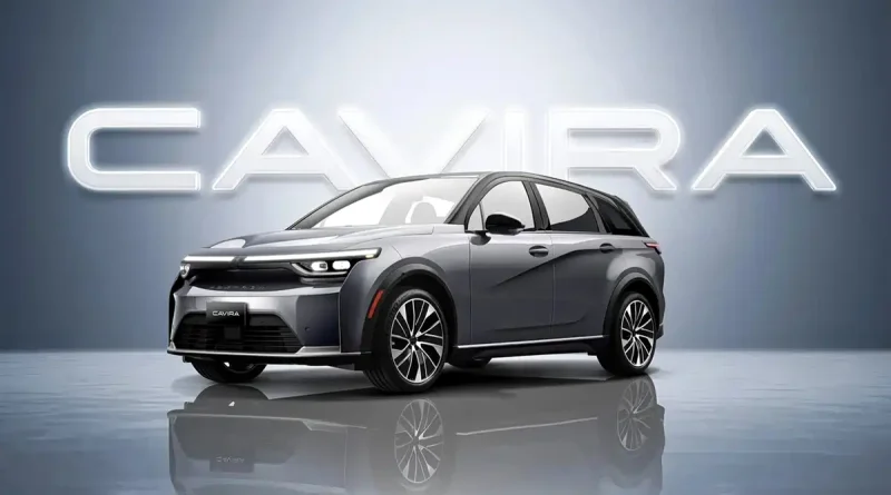 2026 Foxconn Cavira electric SUV front view with full-width LED light bar